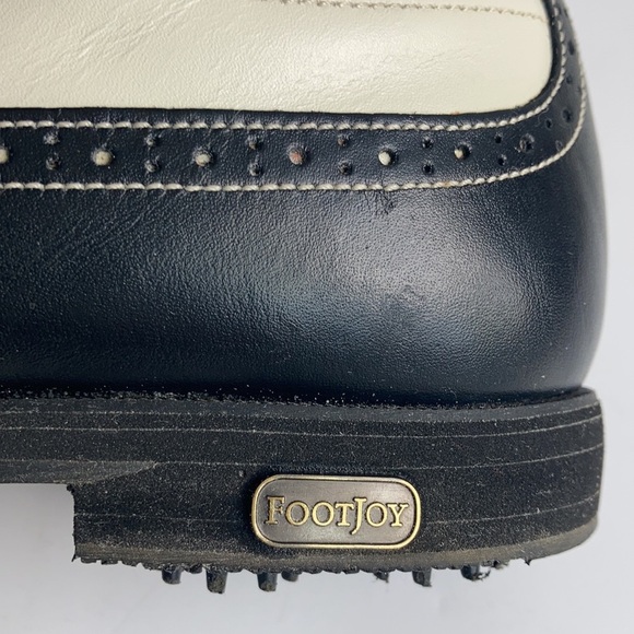 Footjoy Europa Collection wing tip style cream and black golf shoes - Picture 14 of 16